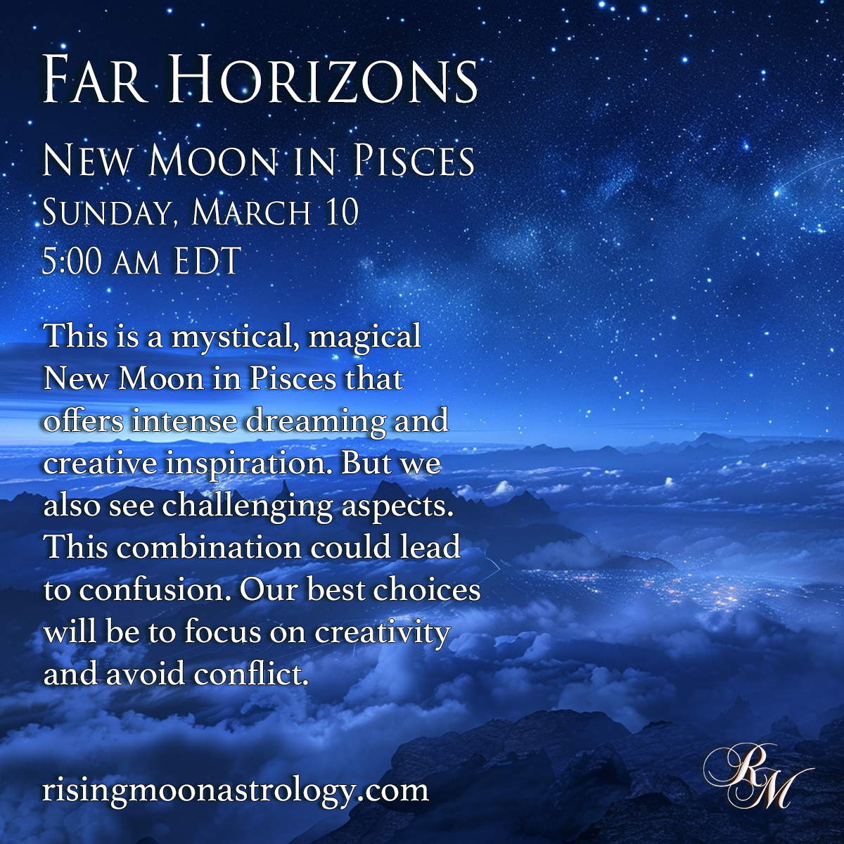 New Moon Pisces title Rising Moon Astrology